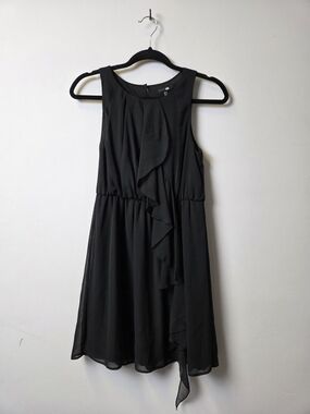 Classic Black Ruffle Front Women's Dress